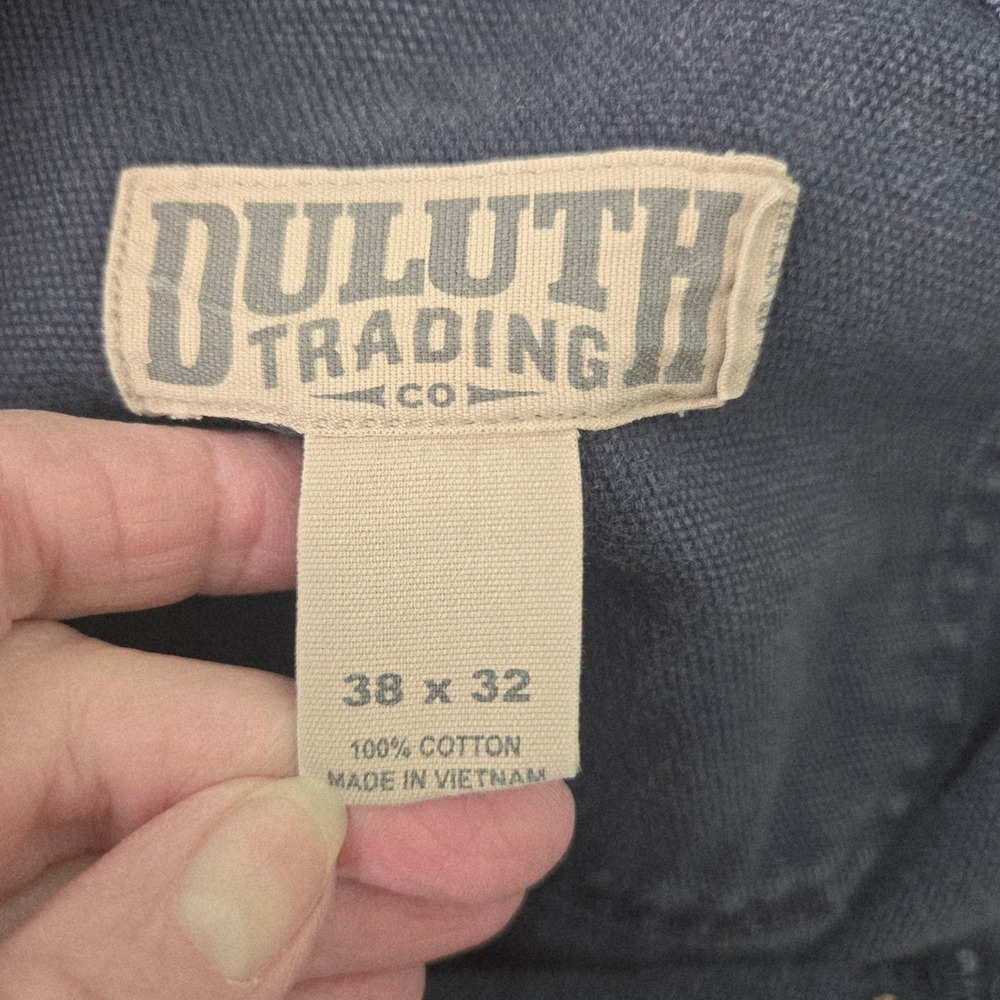 Duluth Trading Fire Hose Carpenter Pants Mens 38x32 Gray Cotton Canvas Workwear - Picture 2 of 16